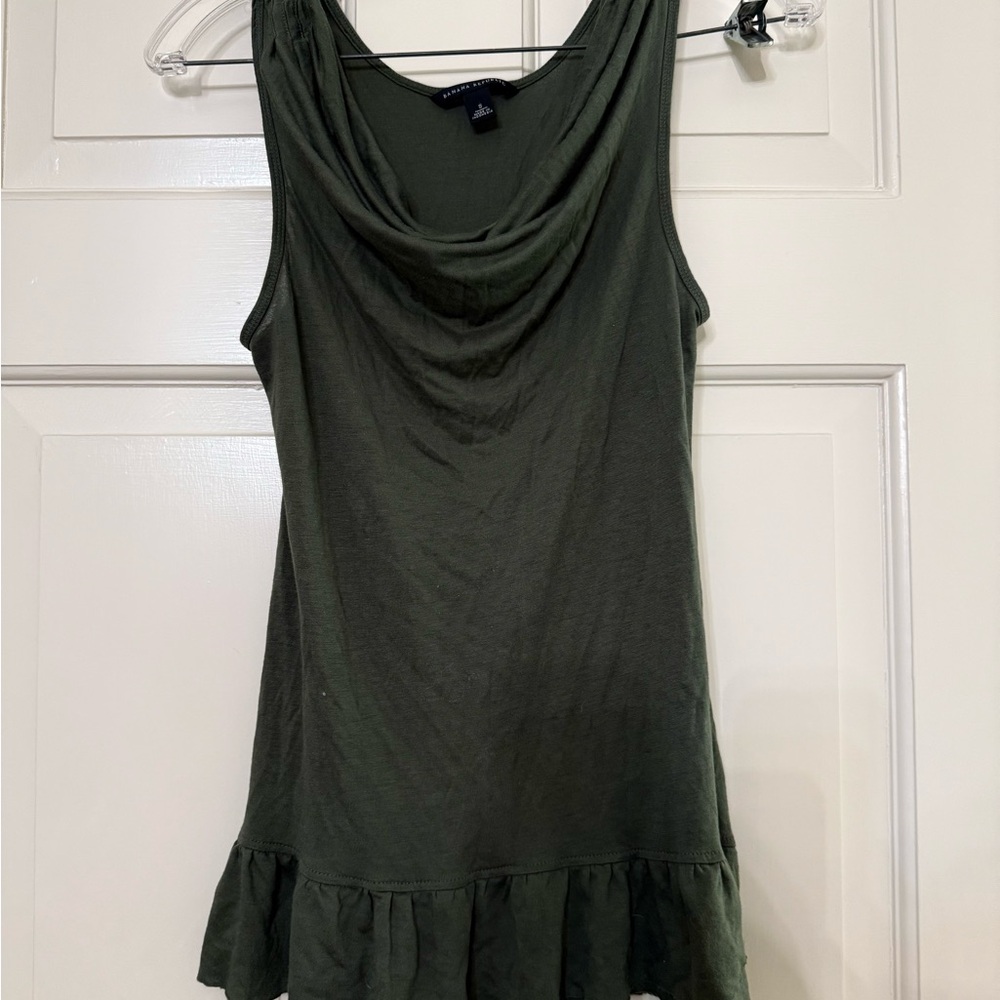 Banana Republic Olive Draped Neck Sleeveless Top